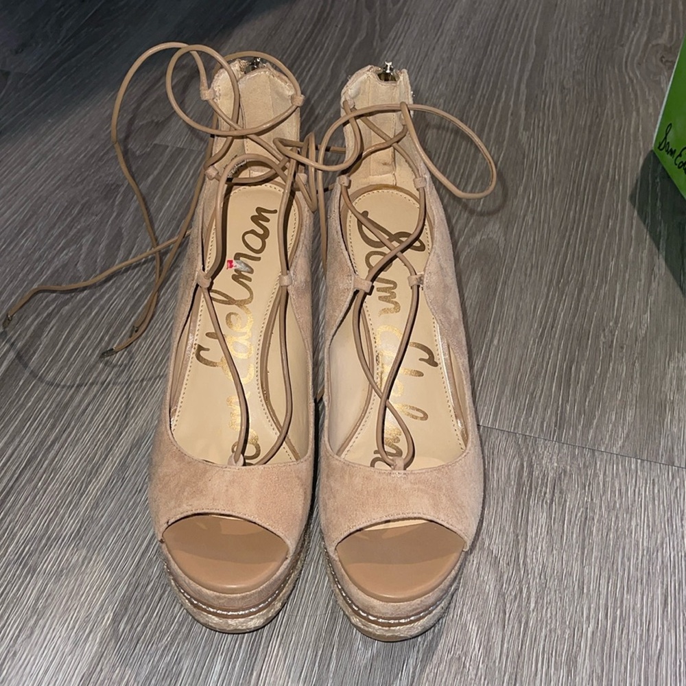 Sam Edelman Wedge Harriet Camel Suede Size 7.5